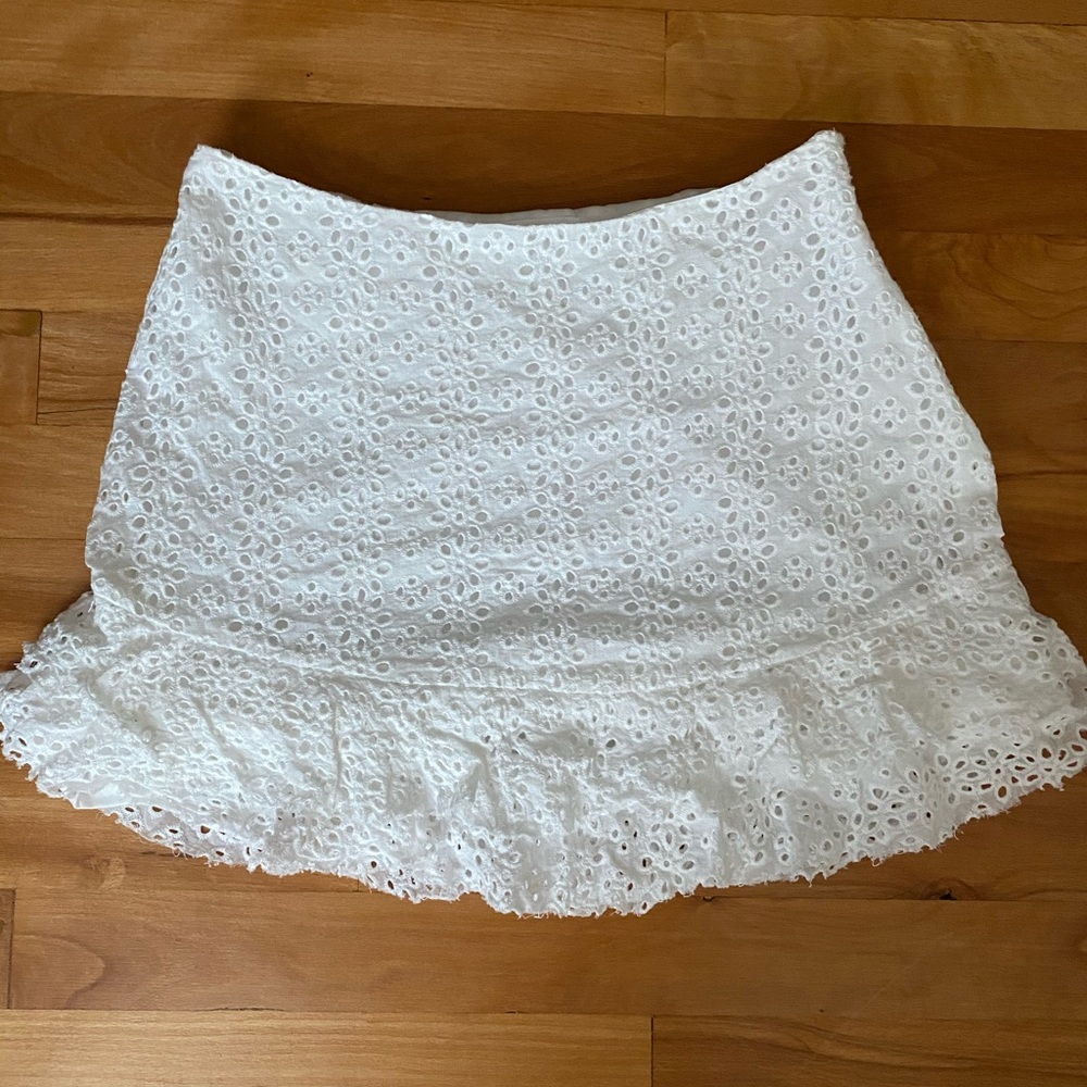 American Threads White Lace Mini Skirt